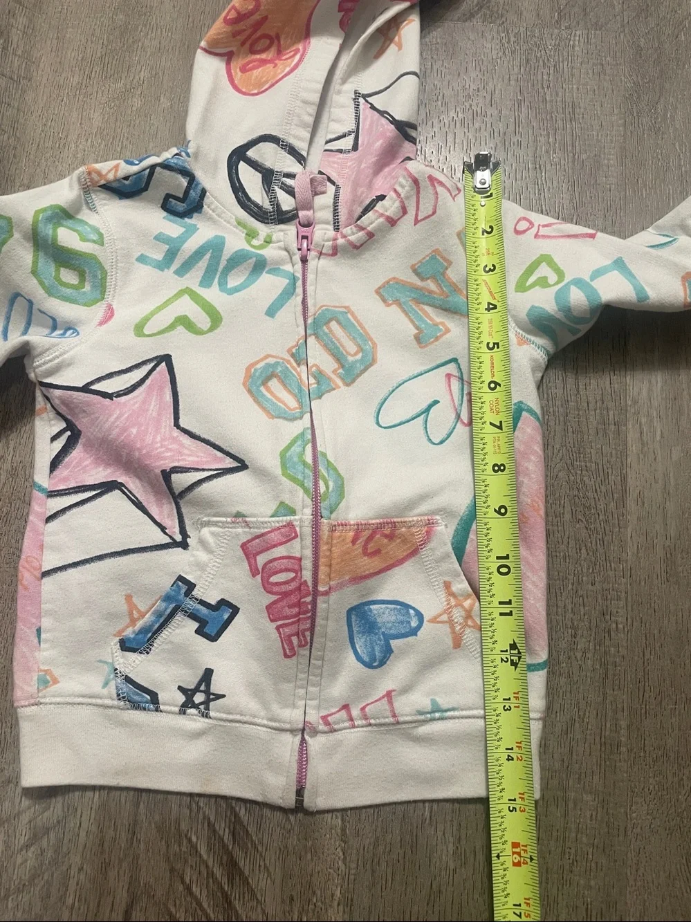 Old Navy White Hoodie with Multicolor Graffiti Motifs